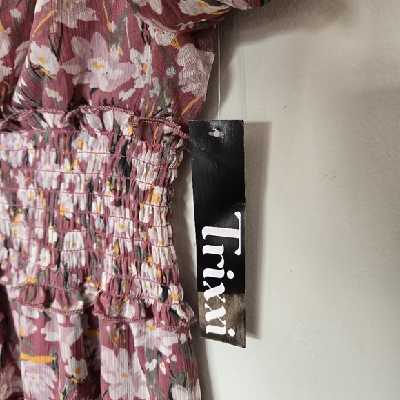 Trixxi Floral‎ A-line Mini Dress Women's L Fairycore Feminine Whimsical Coquette - Picture 11 of 16